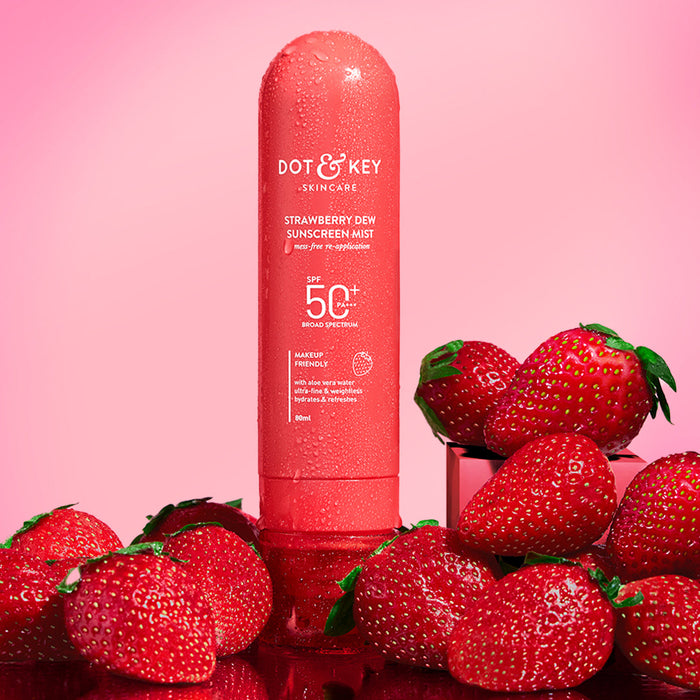 Strawberry Dew Sunscreen Face Mist, SPF 50+ PA+++