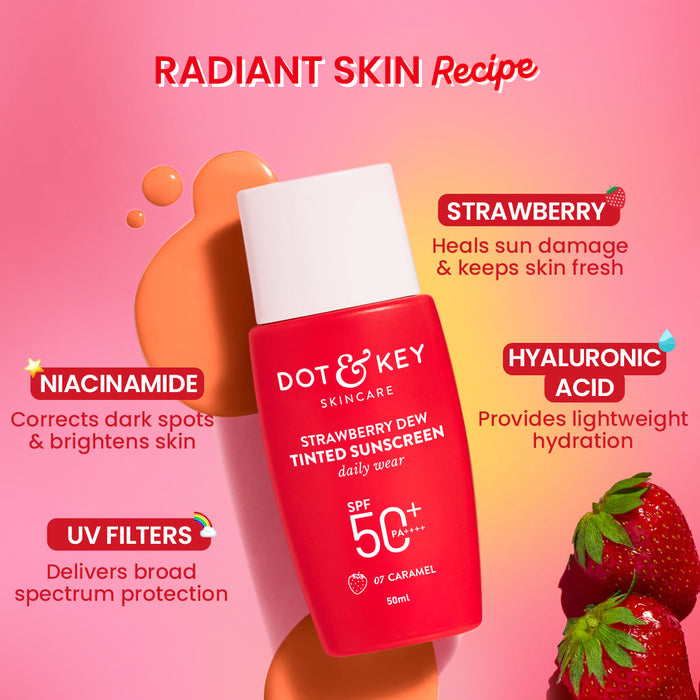 Strawberry Dew Tinted Sunscreen SPF 50+, Warm Ivory- Pack of 2