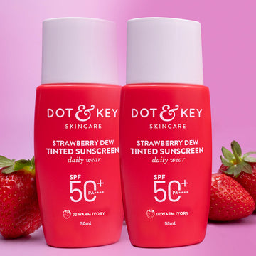 Strawberry Dew Tinted Sunscreen SPF 50+, Warm Ivory- Pack of 2